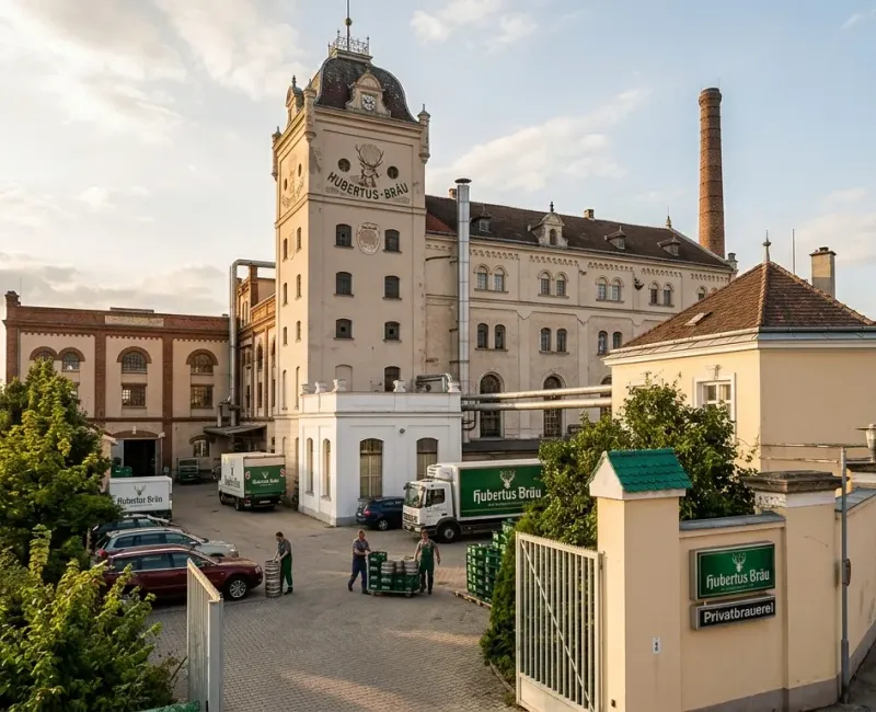 Pivovar Hubertus Bräu v Laa an der Thaya (AI vizualizace)